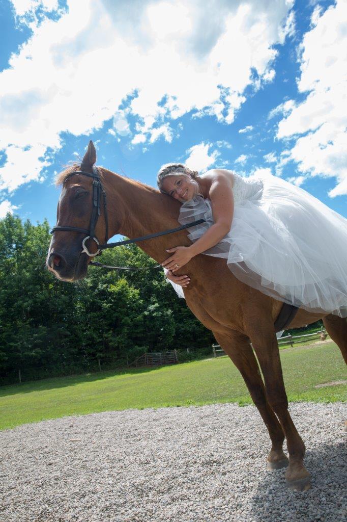 Bride sitting on a horse